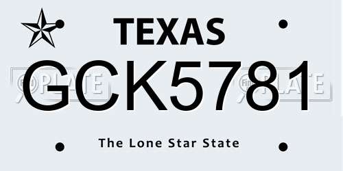 GCK5781 Texas License Plate