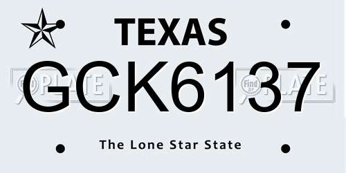 GCK6137 Texas License Plate