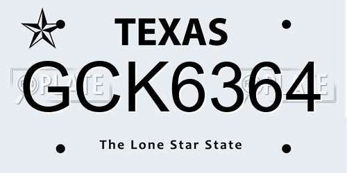 GCK6364 Texas License Plate