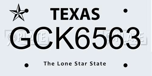 GCK6563 Texas License Plate