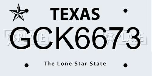 GCK6673 Texas License Plate
