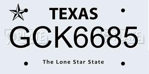 GCK6685 Texas License Plate