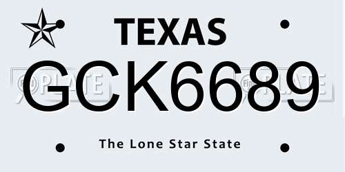 GCK6689 Texas License Plate
