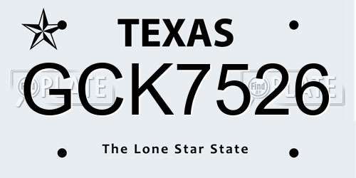 GCK7526 Texas License Plate