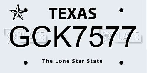 GCK7577 Texas License Plate