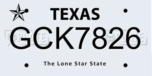 GCK7826 Texas License Plate