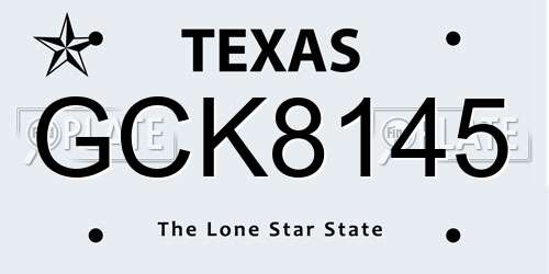 GCK8145 Texas License Plate