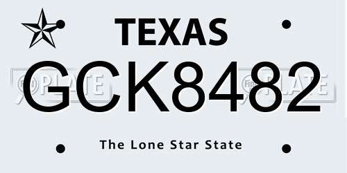 GCK8482 Texas License Plate