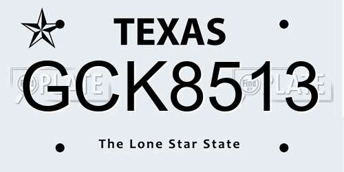 GCK8513 Texas License Plate