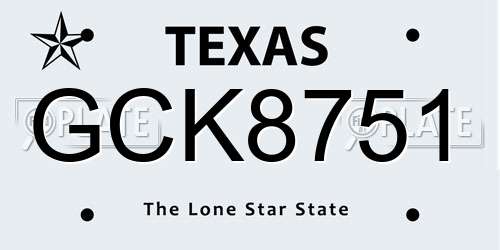 GCK8751 Texas License Plate