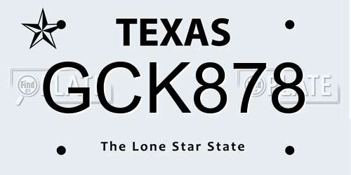 GCK878 Texas License Plate