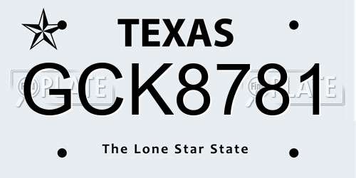 GCK8781 Texas License Plate