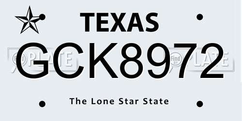 GCK8972 Texas License Plate
