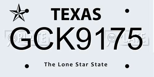 GCK9175 Texas License Plate