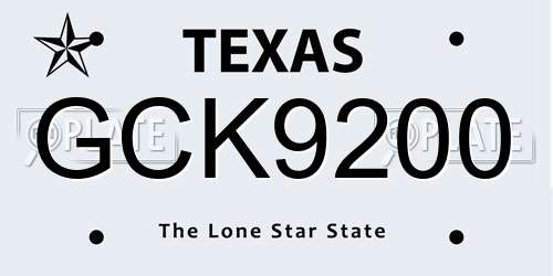 GCK9200 Texas License Plate