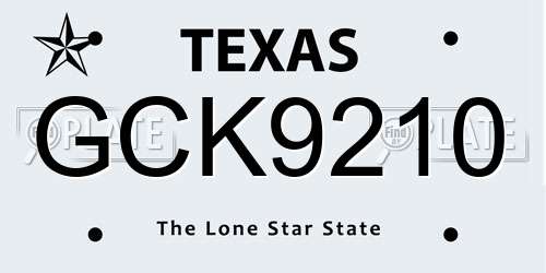 GCK9210 Texas License Plate