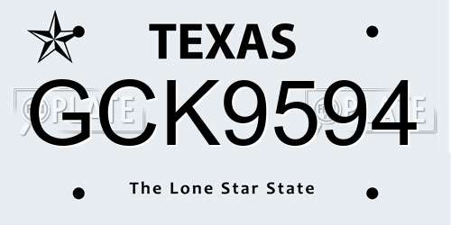 GCK9594 Texas License Plate