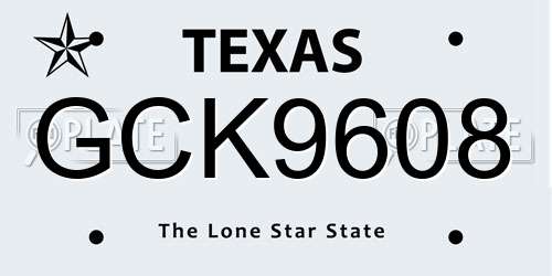 GCK9608 Texas License Plate