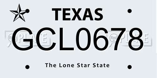 GCL0678 Texas License Plate