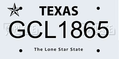 GCL1865 Texas License Plate