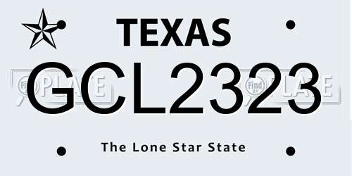 GCL2323 Texas License Plate