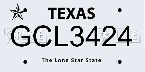 GCL3424 Texas License Plate