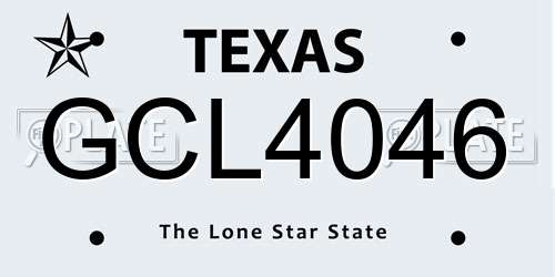 GCL4046 Texas License Plate
