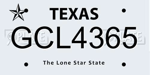 GCL4365 Texas License Plate