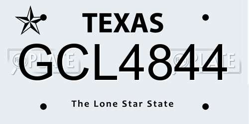 GCL4844 Texas License Plate