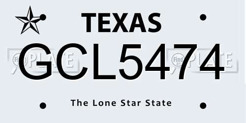 GCL5474 Texas License Plate