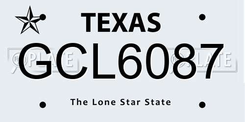 GCL6087 Texas License Plate