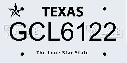 GCL6122 Texas License Plate