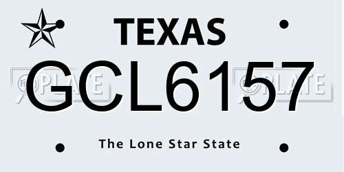 GCL6157 Texas License Plate