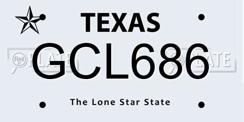 GCL686 Texas License Plate