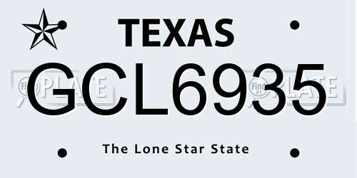 GCL6935 Texas License Plate