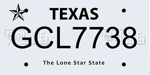 GCL7738 Texas License Plate