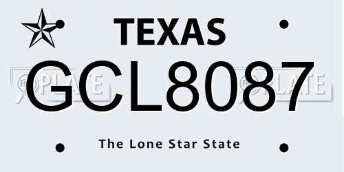 GCL8087 Texas License Plate