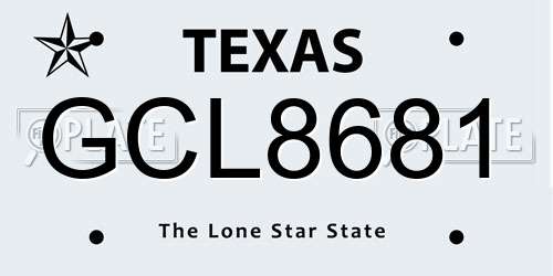 GCL8681 Texas License Plate