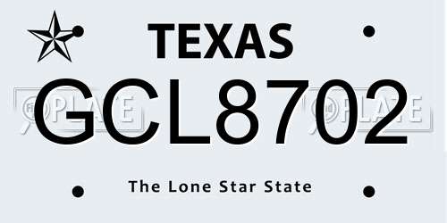 GCL8702 Texas License Plate