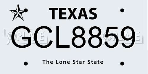 GCL8859 Texas License Plate