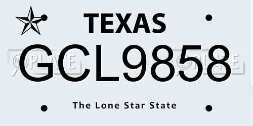GCL9858 Texas License Plate