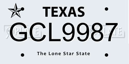 GCL9987 Texas License Plate