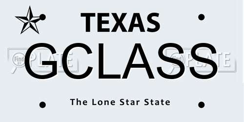 GCLASS Texas License Plate