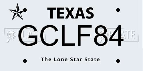 GCLF84 Texas License Plate