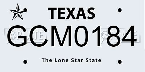 GCM0184 Texas License Plate