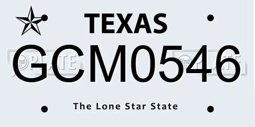 GCM0546 Texas License Plate