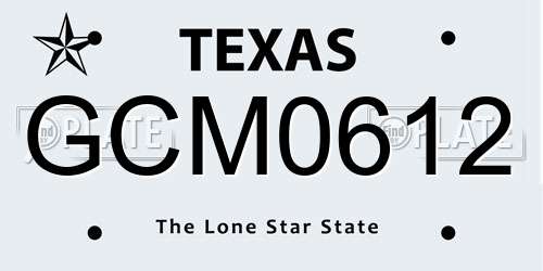 GCM0612 Texas License Plate