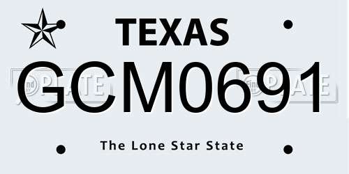 GCM0691 Texas License Plate