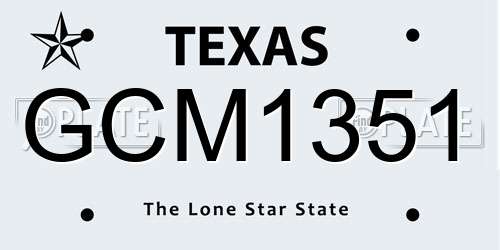 GCM1351 Texas License Plate