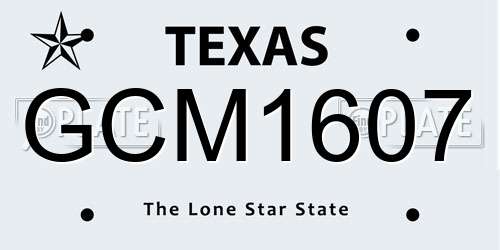 GCM1607 Texas License Plate